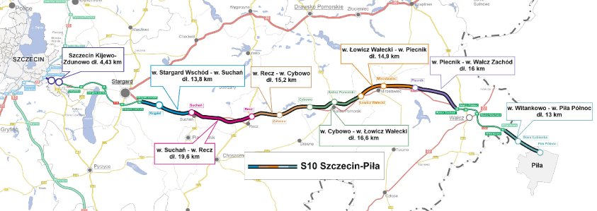 Dwujezdniowa droga ekspresowa od Recza w kierunku Kalisza Pomorskiego. Budowa S10 od Szczecina do Piły rozpocznie się w 2025 roku
