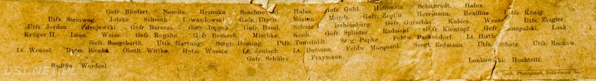 Fragment zdjęcia zawierający nazwiska. Wśród nich są także polsko brzmiące, jak Grzonka, Szachnowski, Halas, Lewandowski, Zdrojewzki, Kubicz, czy Radzicki.