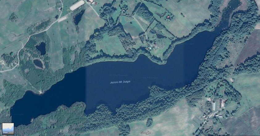 Jezioro Dołgie Małe. Źródło: Google Maps.