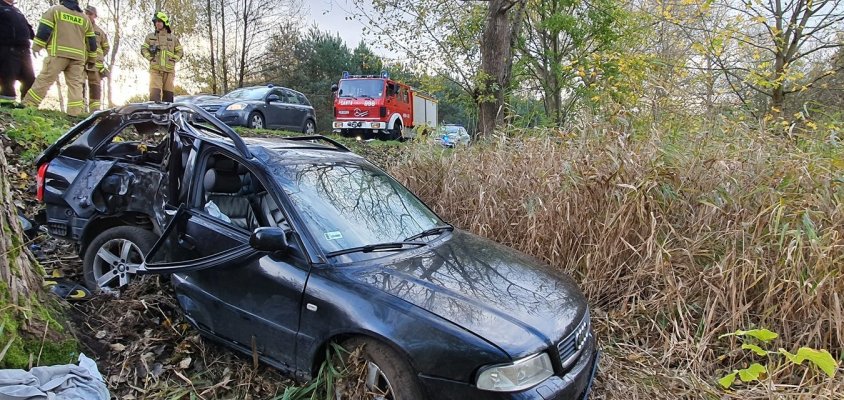 Osobówka uderzyła w drzewo, Kierowca był pod wpływem alkoholu.