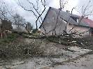 Uszkodzenie budynku przez drzewo w miejscowości Dołgie